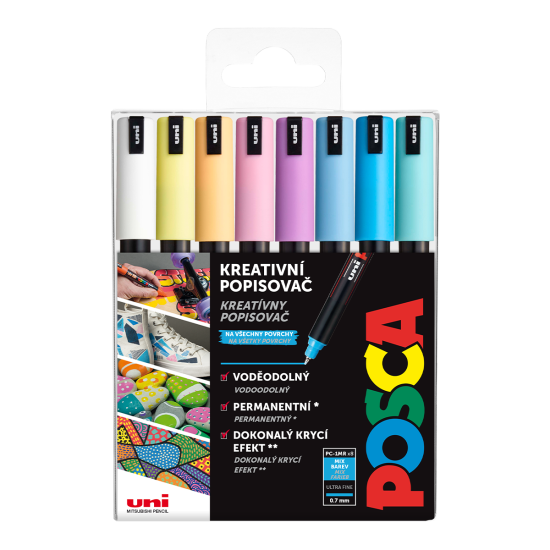 Sada akrylových popisovačů Posca PC-1MR - 0,7 mm - PASTEL - 8 ks - P238212172