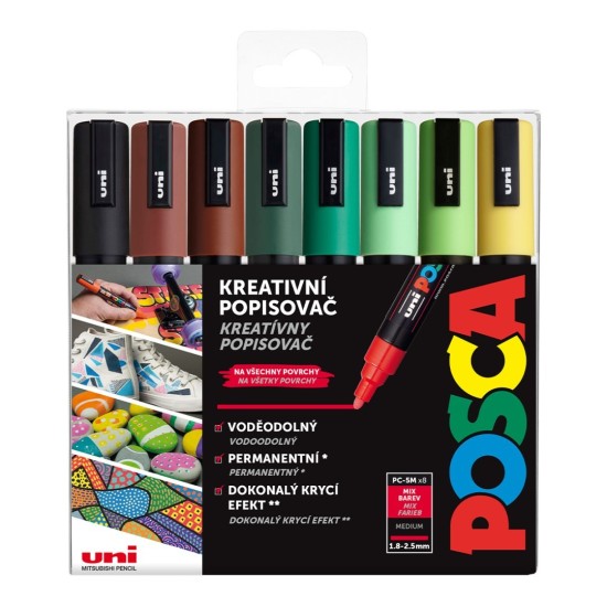 Sada akrylových popisovačů Posca PC-5M - 1,8–2,5 mm - EARTH - 8 ks