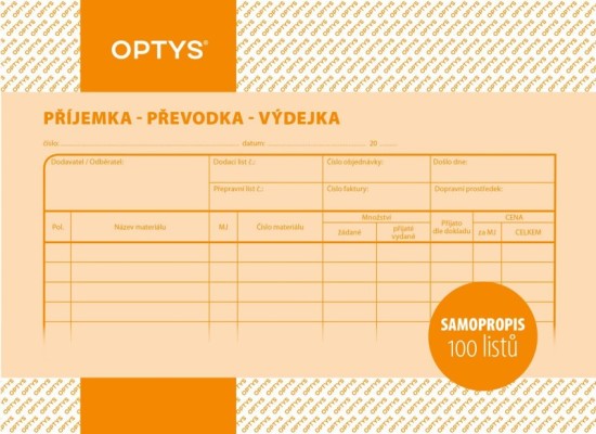 Příjemka převodka výdejka A5 propisovací - OP 1087