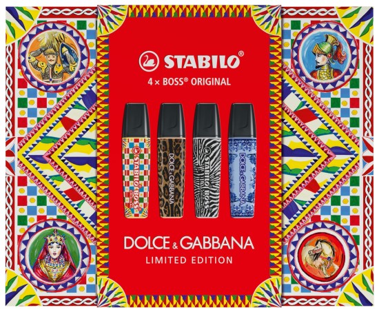Zvýrazňovač STABILO BOSS ORIGINAL x Dolce&Gabbana - Premium box 4 ks - limitovaná edice