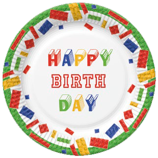 Papírové talíře velké - Building Blocks Birthday - 23 cm - 8 ks - TD02_OG_028201