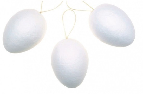 Vajíčka z buničiny na zavěšení - k nazdobení - 6 cm - 12 ks v sáčku - 8185