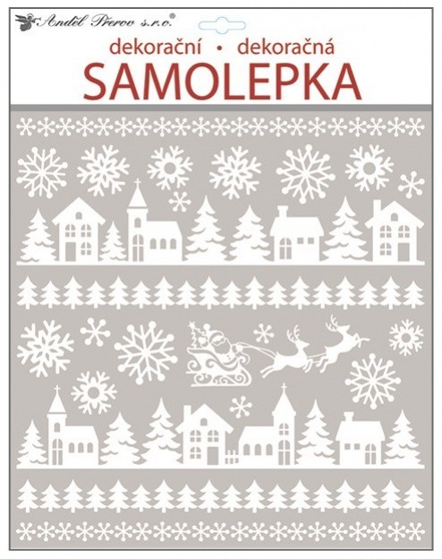 Anděl Samolepky bílé s glitry 38x31 cm, domečky 10335