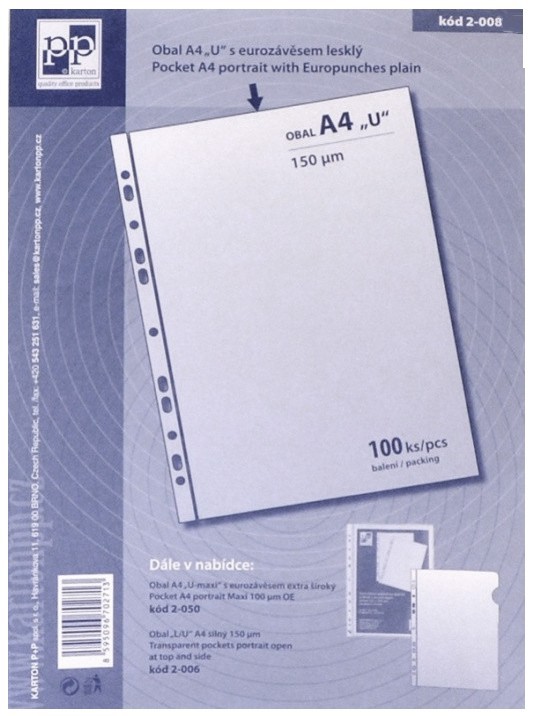 Prospektový obal A4 "L/U" - lesk - 140 µm - 100 ks - 2-006