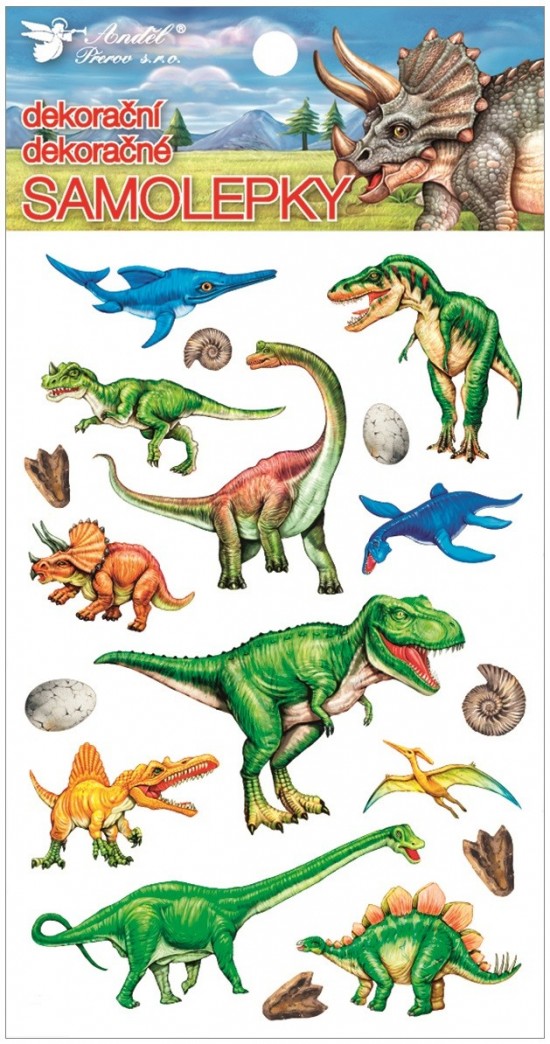 Samolepky plastické - dinosauři - 10,5 x 19 cm - 15037