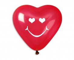 Balónky nafukovací - srdce smiley - červené - 3 ks - 410149