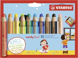 Pastelka, vodovka & voskovka v jednom - STABILO woody 3 in 1 - 10 ks s ořezávátkem