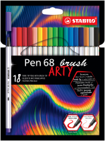 Prémiový vláknový fix s flexibilním štětcovým hrotem - STABILO Pen 68 brush - 18 ks