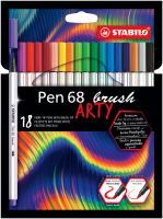 Prémiový vláknový fix STABILO Pen 68 brush - 18 ks sada 568/18-21-20