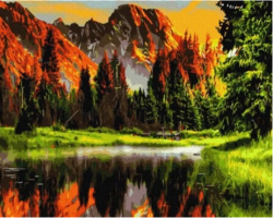 Malovaní podle čísel na plátno 40 x 50 cm - Hory u jezera 1006457