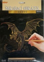 Škrabací obrázek - zlatý - drak - SCC-EP401