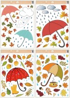Okenní fólie - podzimní deštníky - 35 x 50 cm - 6890