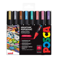 Sada akrylových popisovačů Posca PC-5M - 1,8–2,5 mm - metalické barvy - 8 ks