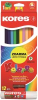 Trojhranné pastelky Kores KOLORES - 12 ks s ořezávátkem a lepidlem - 93312