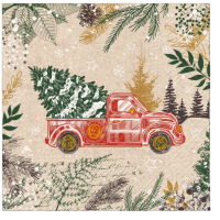 Vánoční ubrousky PAW We Care L - Vintage Christmas Car - SDLE021600