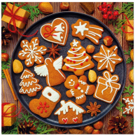 Vánoční ubrousky TeTe L - Gingerbread Decorated - TL233900