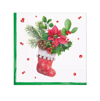 Vánoční ubrousky PAW C - Sock with poinsettia - SDC236200