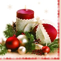 Vánoční ubrousky Daisy L - Claret Candle & Baubles - SD_GW_008601