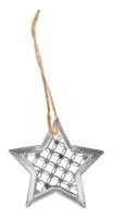 Závěsná kovová hvězda - stříbrná - 7 cm - 6 ks - 8885533
