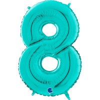 Fóliový balónek 66 cm - číslice 8 - modrá tiffany - W261708Ti-P