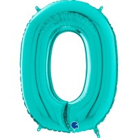 Fóliový balónek 66 cm - číslice 0 - modrá tiffany - W261700Ti-P