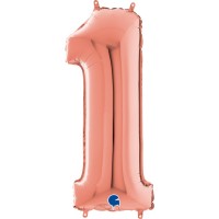 Fóliový balónek 66 cm - číslice 1 - rose gold - W262301RG-P