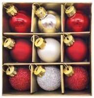 Sada skleněných baněk 3 cm - mix povrchů - 9 ks - 19069