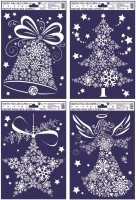 Vánoční okenní fólie s glitry - obrázky z vloček - 444
