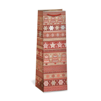 Vánoční dárková taška NATUR na víno - 11 x 36 cm - 0834-0079
