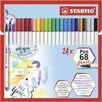 Prémiový vláknový fix STABILO Pen 68 brush - 24 ks sada 568/24-21