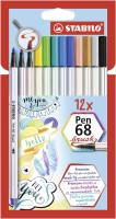 Prémiový vláknový fix  - STABILO Pen 68 brush - 12 ks sada 568/12-21