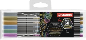 Prémiový vláknový metalický fix STABILO Pen 68 metallic - 6 ks sada 6806/8-11-01