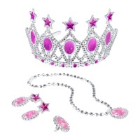 Korunka princezna s náušnicemi a náhrdelníkem - růžová - 208704
