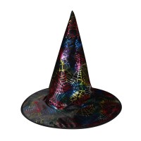 Čarodějnický klobouk s potiskem pavučiny - pro dospělé - 222168
