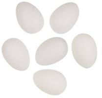 Vajíčka bílá k dozdobení - plastová - 8 cm - bez šňůrky - 6 ks v sáčku - 9941