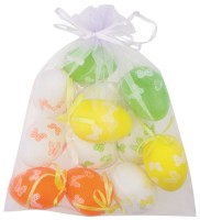 Plastová vajíčka na zavěšení - s motýlky - 6 cm - 12 ks v organze - 9965