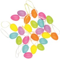 Vajíčka plastová na zavěšení - 4 cm - 24 ks v sáčku -  mix barev - pastel - 9989
