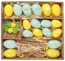 Vajíčka plastová na zavěšení mix velikostí, 24 kusů v krabičce - 7525