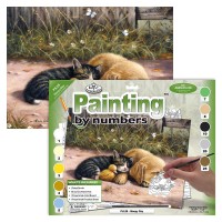 Malování podle čísel 30 x 40 cm - Spící pes s kočkou - PJL28