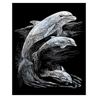 Stříbrný vyškrabávací obrázek - Delfíni - SILF11