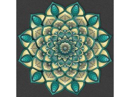 Diamantový obrázek 7D - modrožlutá mandala - 30 x 30 cm - 1006552