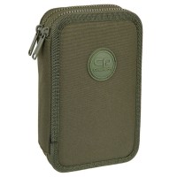 Dvoupatrový vybavený penál JUMPER 2 rPET - Olive - F066640