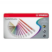 Křídové pastelky STABILO CarbOthello - 12 ks v kovovém boxu - 1412-6