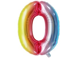 Fóliový balónek 80 cm - číslice 0 - duhový - 24227