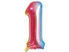 Fóliový balónek 80 cm - číslice 1 - duhový - 24227