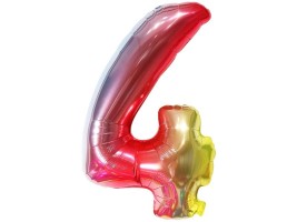 Balónek fóliový 80 cm - číslice 4 - duhový - 24227