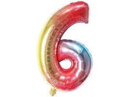 Fóliový balónek 80 cm - číslice 6 - duhový - 24227