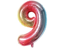 Fóliový balónek 80 cm - číslice 9 - duhový - 24227