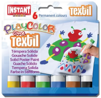 Tuhé temperové barvy Playcolor na textil - 6 ks - 4011
