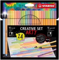 Jemný liner & prémiový vláknový fix - STABILO point 88 & STABILO Pen 68 - ARTY - 24 ks 
 